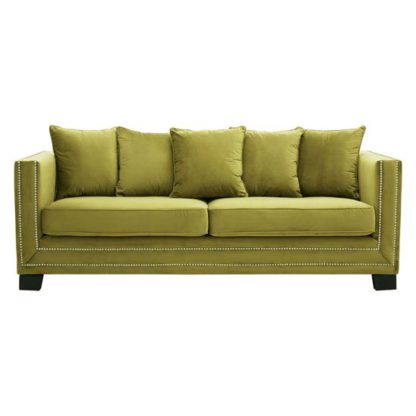 An Image of Pipirima 3 Seater Velvet Sofa In Green