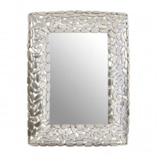An Image of Templars Pebble Effect Wall Bedroom Mirror In Silver Frame