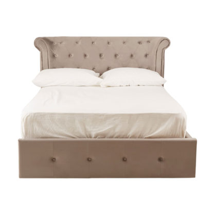 0cfc363a18b65a5edf4f6728198811b8b839d4b64c6b01fbf0f8f617174e28a9.jpg An Image of Cujam Brushed Velvet Upholstered Ottoman Double Bed In Steel