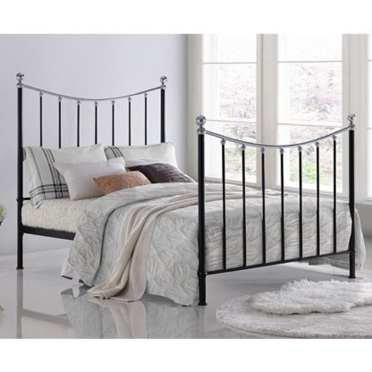 An Image of Vienna Metal Double Bed In Black With Chrome Details