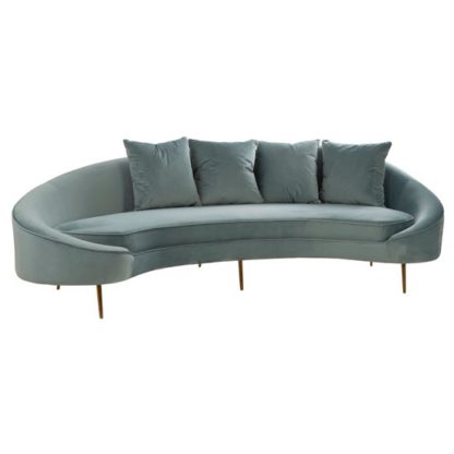 An Image of Osmodin Velvet Upholstered 4 Seater Sofa In Light Blue