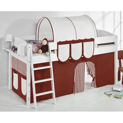 An Image of Lilla Children Bed In White With Brown Curtains