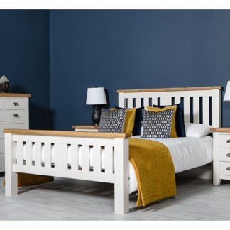 An Image of Oxford Wooden Double Bed In White And Oak