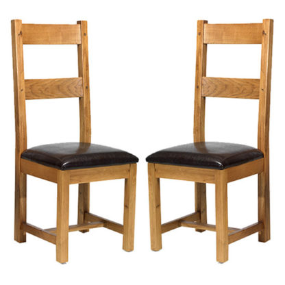 14da6ef00b0415e3a151a39ff842ea9efc0c601df1544ab8d3c5e0ceb20698bd.jpg An Image of Velum Black Leather Dining Chair In A Pair With Wooden Frame
