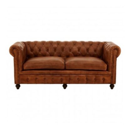 1501111175d860432f002116211656f2a7eed7107d4e82b0b92a3c9b82283736.jpg An Image of Buffaloes 3 Seater Leather Sofa In Brown