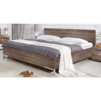 An Image of Mantova 180x200cm Wooden Bed In Muddy Oak Effect