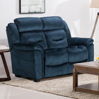 An Image of Dudley Fabric Upholstered Fixed 2 Seater Sofa In Nett Blue
