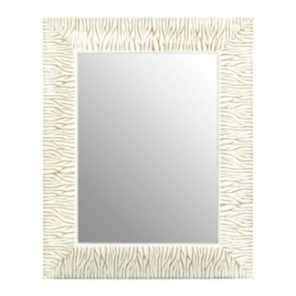 An Image of Zelman Wall Bedroom Mirror In Antique White Brushed Gold Frame