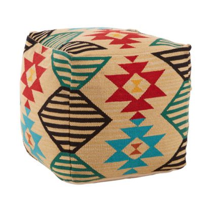 An Image of Cafenos Fabric Upholstered Pouffe In Assorted Colours
