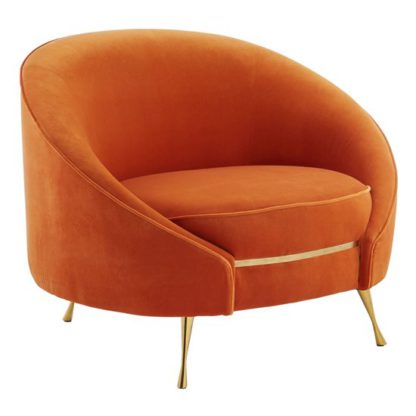 An Image of Intercrus Velvet Upholstered Armchair In Orange