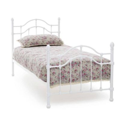 An Image of Paris Metal Single Bed In White Gloss