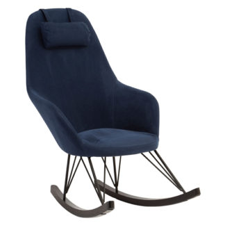 An Image of Giausar Fabric Upholstered Rocking Chair In Blue