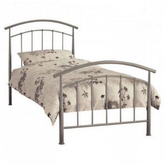 An Image of Mercury Metal Single Bed In Pearl Silver