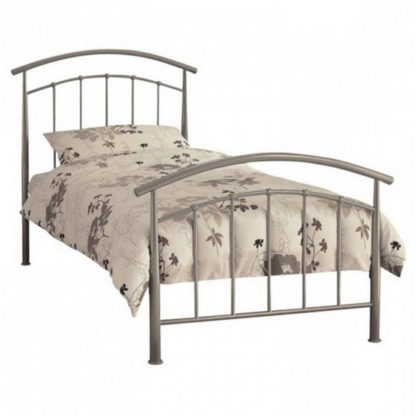 An Image of Mercury Metal Single Bed In Pearl Silver