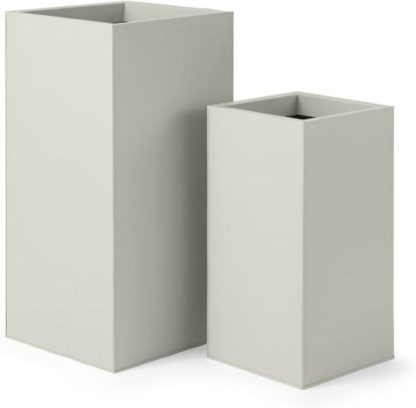 An Image of Razan Set of 2 Tall Galvanized Square Planters, Stone