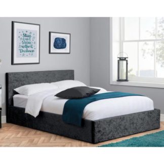 An Image of Berlin Fabric Ottoman Double Bed In Black Crushed Velvet