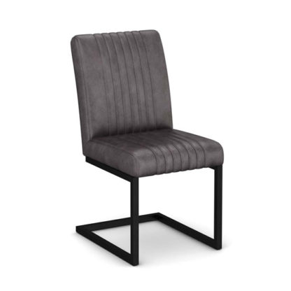 An Image of Veto Grey PU Leather Dining Chair With Metal Frame