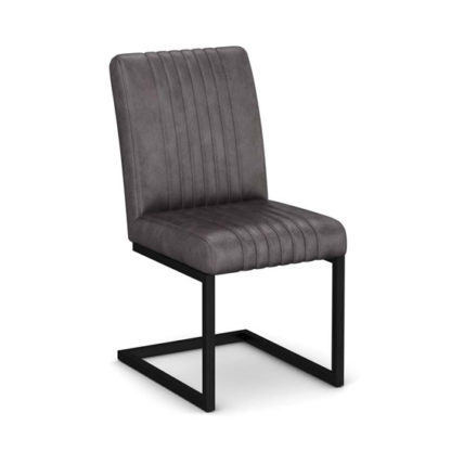 1ce23b03b9fd5a174de3f1010bb1a1fad187c350804a0681660bfbc2bff324cc.jpg An Image of Veto Grey PU Leather Dining Chair With Metal Frame