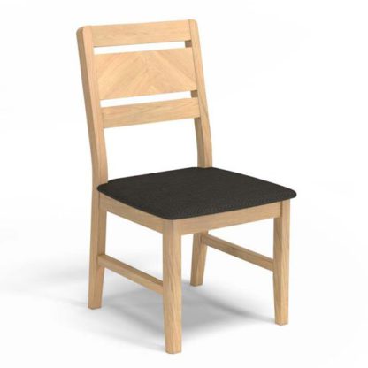 An Image of Carnial Grey Fabric Upholstered Dining Chair With Wooden Frame