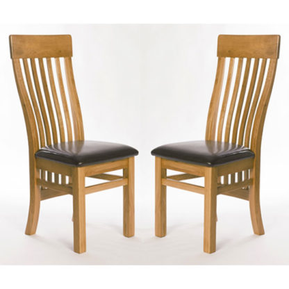 An Image of Hampshire Oak Slat Back Dining Chairs In A Pair