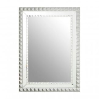 An Image of Tariku Rectangular Wall Bedroom Mirror In Silver Frame
