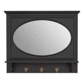 An Image of Whitely Wall Bedroom Mirror In Matte Black Frame