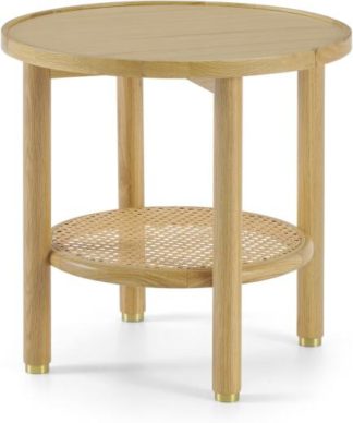 An Image of Ankhara Side Table, Natural Oak & Rattan