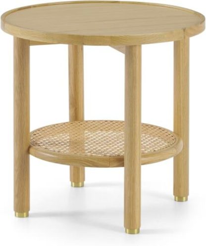 An Image of Ankhara Side Table, Natural Oak & Rattan