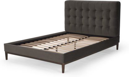 An Image of Lavelle Super King Size Bed, Otter Velvet & Walnut Stain Legs