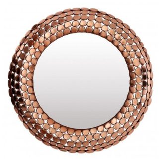 An Image of Templars Pebble Effect Wall Bedroom Mirror In Copper Frame