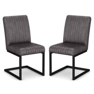 An Image of Veto Grey PU Leather Dining Chairs In A Pair With Metal Frame