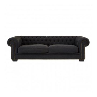 An Image of Lincolno 3 Seater Fabric Sofa In Black