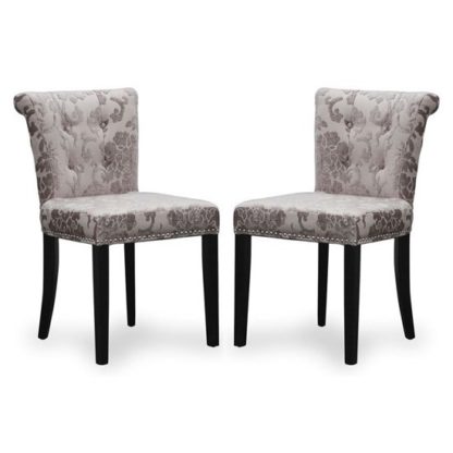 An Image of Sandringham Mink Baroque Velvet Accent Chairs In Pair