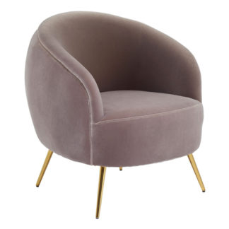 An Image of Intercrus Velvet Upholstered Armchair In Mink