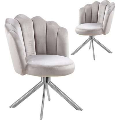 An Image of Mario Brown Velvet Dining Chairs In Pair With Silver Legs