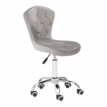 An Image of Detra Rolling Home And Office Velvet Chair In Grey