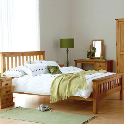 256de45f33ca0787a7010d8cc28d1036e90b248c567be769a19b26d4f0329bfa.jpg An Image of Cyprian Wooden Double Bed In Chunky Pine