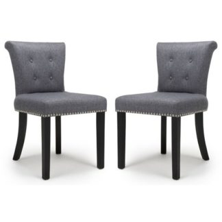 An Image of Sandringham Steel Grey Linen Effect Accent Chairs In Pair