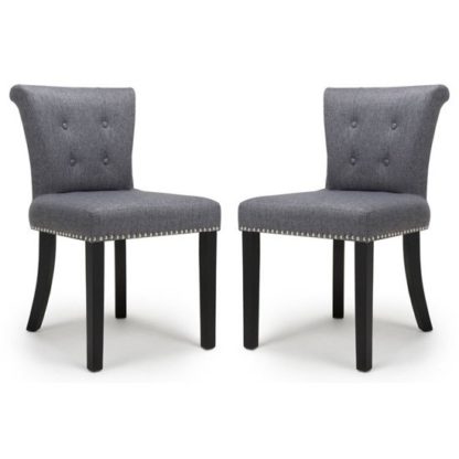 An Image of Sandringham Steel Grey Linen Effect Accent Chairs In Pair