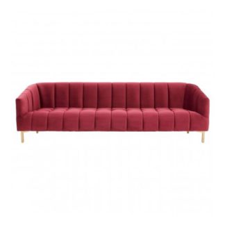 An Image of Belles 3 Seater Velvet Sofa In Wine