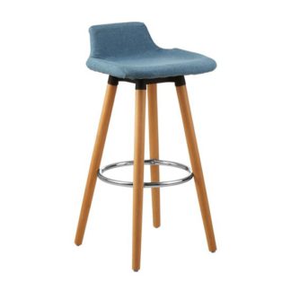 An Image of Porrima Fabric Seat Bar Stool In Blue