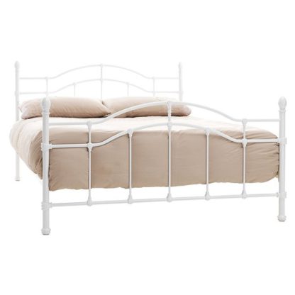 An Image of Paris Metal Double Bed In White Gloss