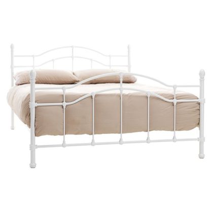 2885d1896cbadc435008210dfc002f5b0b7c7bd399152e7212376b099557e4f5.jpg An Image of Paris Metal Double Bed In White Gloss