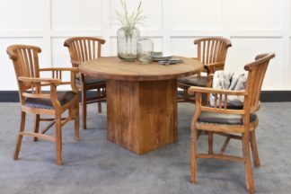 An Image of Megan Round Dining Table & Langley Carver Chairs Bundle