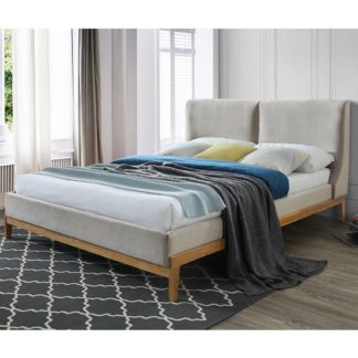 An Image of Energy Fabirc Double Bed In Coffee With Wooden Frame