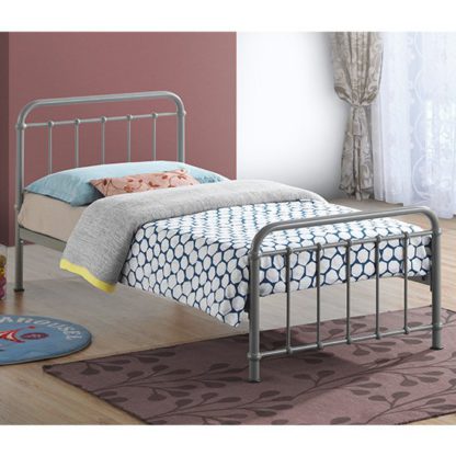An Image of Miami Victorian Style Metal Single Bed In Pebble