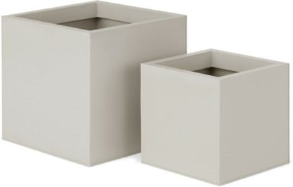 An Image of Razan Set of 2 Galvanized Square Planters, Stone