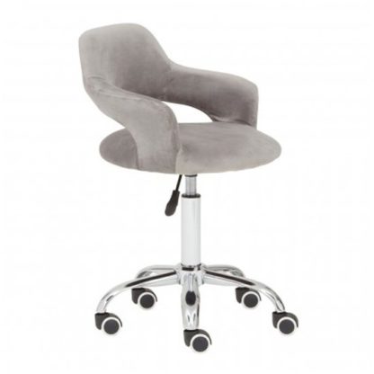 An Image of Civo Home And Office Velvet Chair In Grey With Curved Back