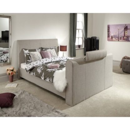 An Image of Vizzini Pneumatic Fabric Double TV Bed In Light Grey