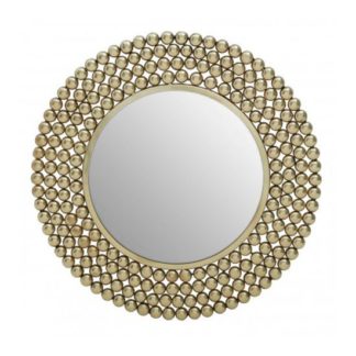 An Image of Templars Beaded Effect Wall Bedroom Mirror In Gold Frame